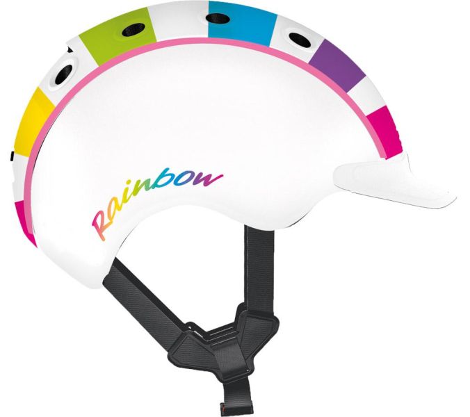 CASCO MINI 2 Kinder Fahrrad--Skihelm Regenbogen-weiss 52-56cm