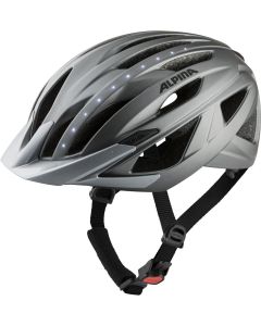 ALPINA HAGA LED Cityhelm mit Licht matt dunkel silber 55-59cm