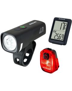 SIGMA AURA RIDE SAFE TO SCHOOL HIRO Licht und Fahrradcomputer schwarz