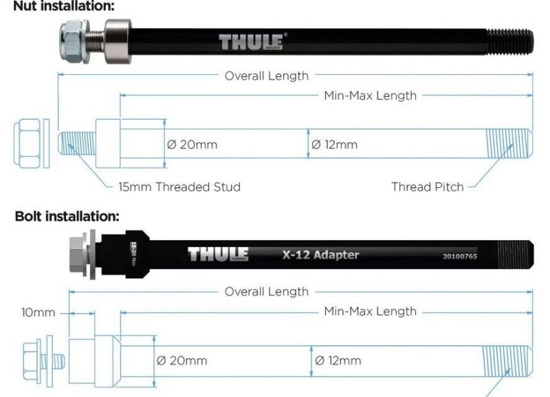 THULE THRU AXLE SYNTACE M12x1.0 154-167mm Steckachse